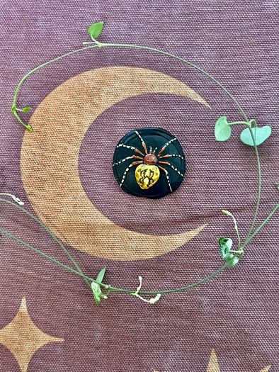 Pumpkin orb weaver spider brooch #2