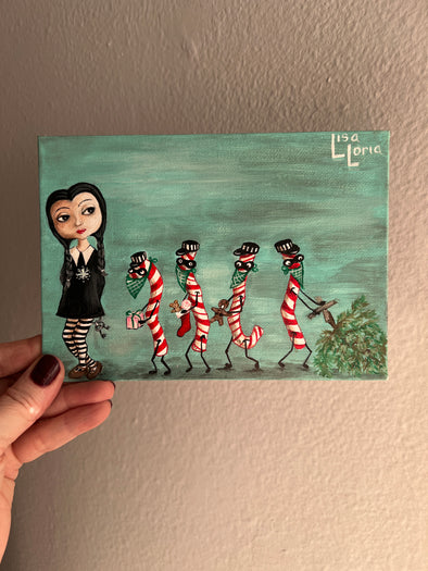 Wednesday Addams 4th day of christmas painting