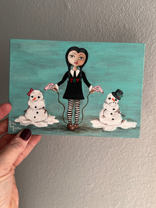 Wednesday Addams 2nd day of christmas painting