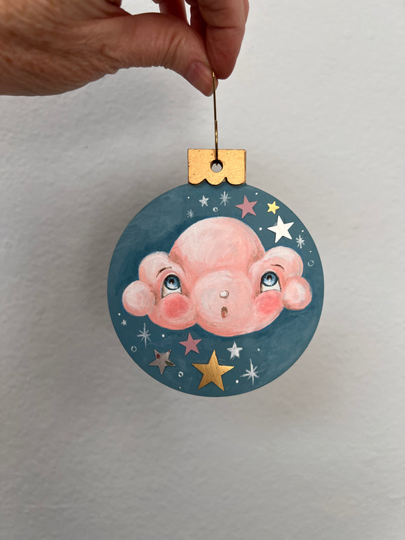 Painted Puffy Pink Cloud Ornament