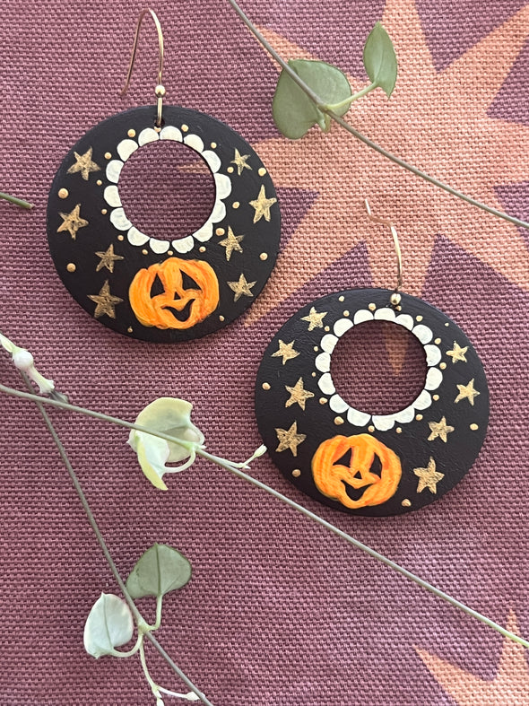Happy Halloween jack-o’-lantern earrings #1
