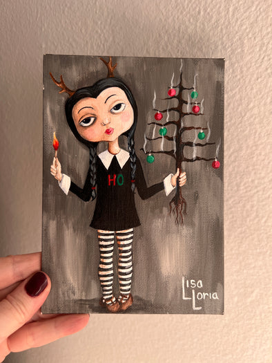 Wednesday Addams 1st day of christmas painting