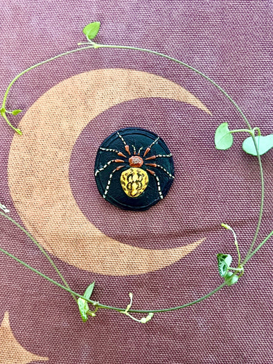 Pumpkin orb weaver spider brooch #1