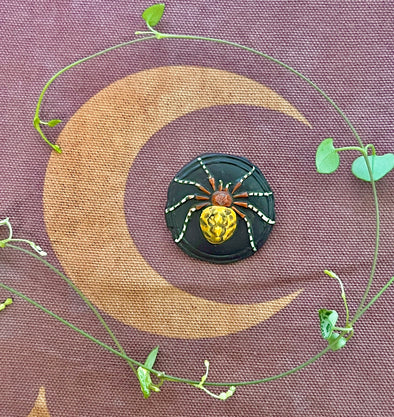 Pumpkin orb weaver spider brooch #3