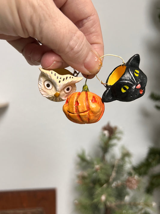 Cat Owl Pumpkin Ornaments