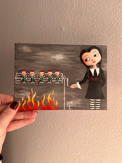 Wednesday Addams 5th day of christmas painting